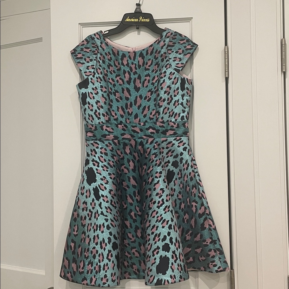 Zoe Ltd Blue and Pink Leopard Print Dress